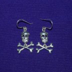 Skull And Bones Silver Earrings